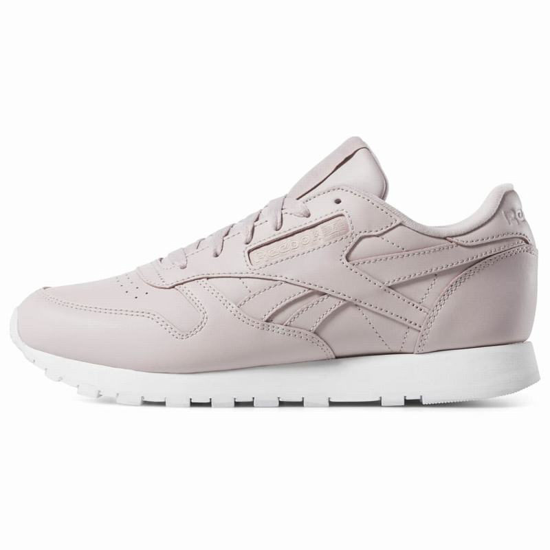 Reebok Classic Leather Shoes Womens Purple/White India YH7376XY